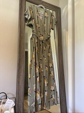 Floral Sage Wrap Maxi Dress - Sage Green